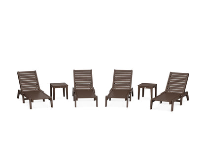 POLYWOOD® Captain Chaise 6-Piece Set in Mahogany