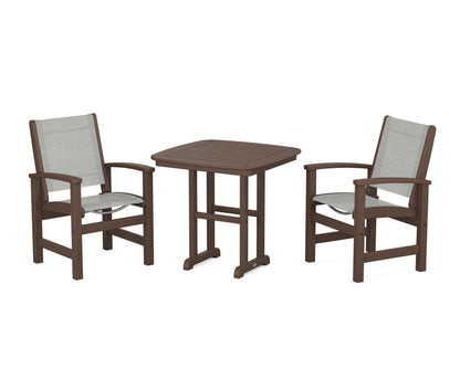 POLYWOOD® Coastal 3-Piece Dining Set in Mahogany / Metallic Sling