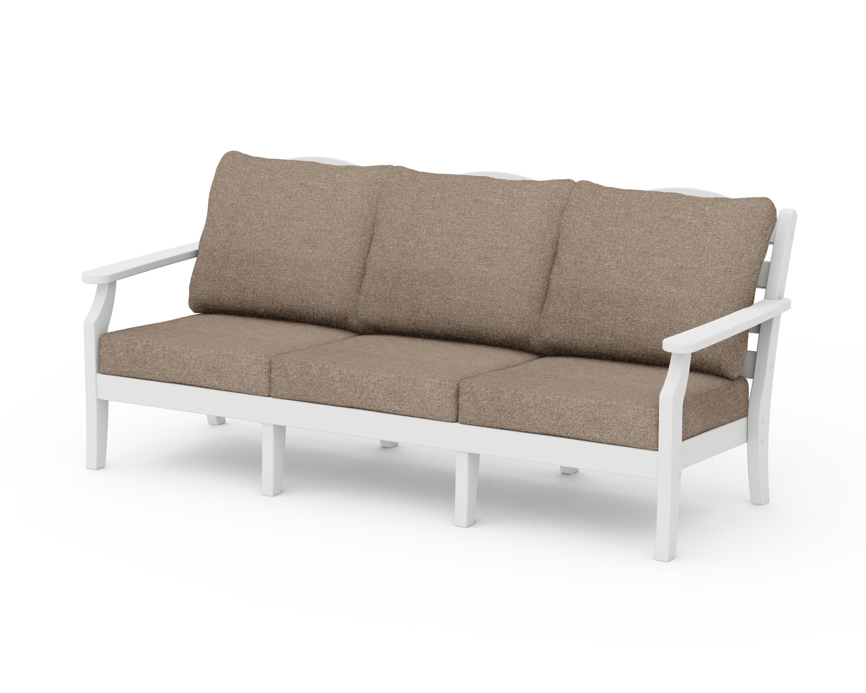 Draper James™ by  POLYWOOD® Savannah Deep Seating Sofa in White / Spiced Burlap