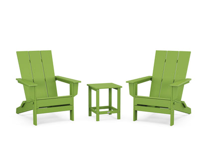 POLYWOOD® 3-Piece Modern Studio Folding Adirondack Set in Lime