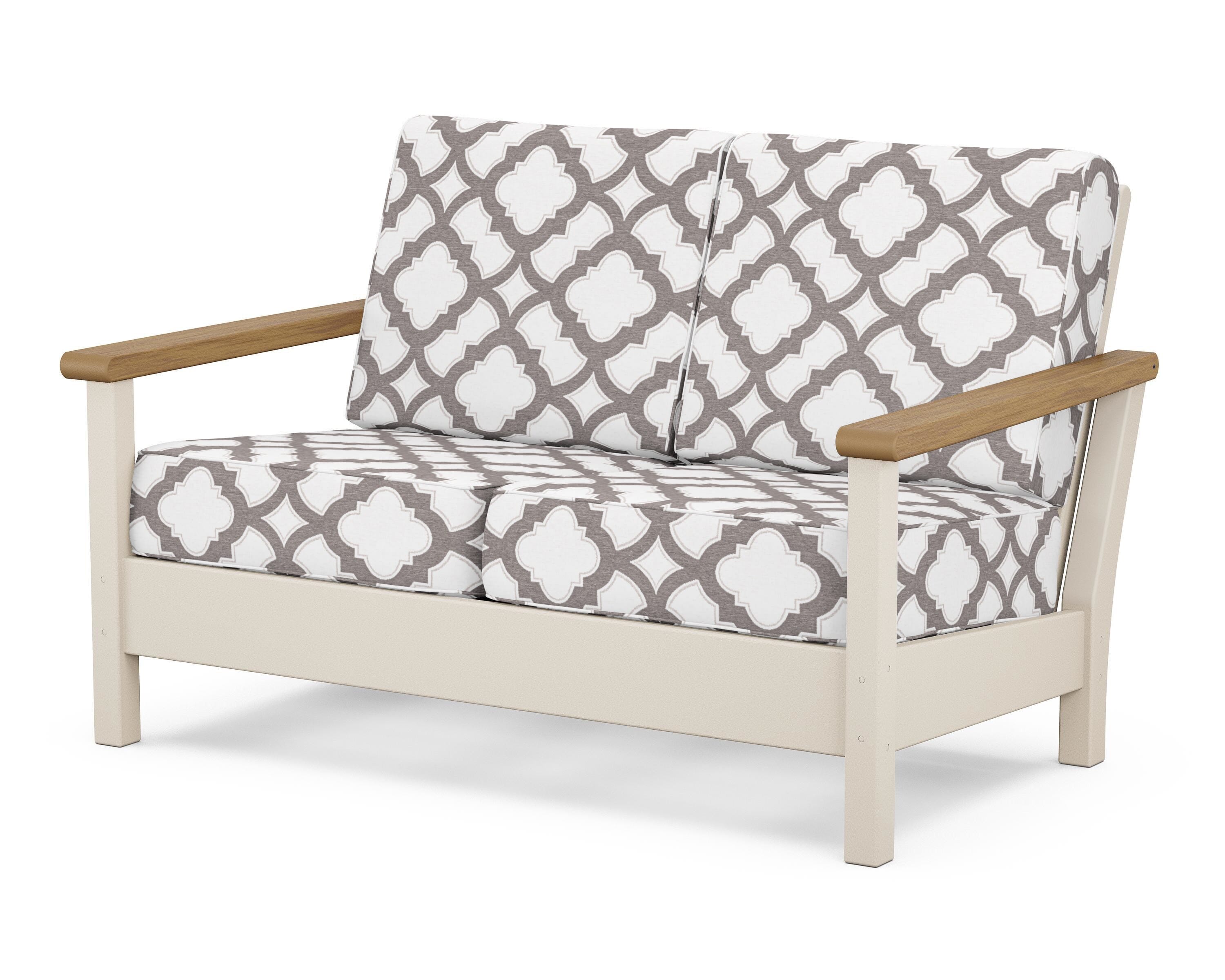 POLYWOOD® Harbour Deep Seating Loveseat in Sand / Natural / Trellis Grey Mist