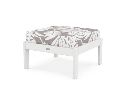 Country Living Cottage Deep Seating Ottoman in White / Leaf Grey Mist