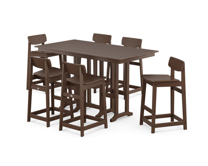POLYWOOD® Modern Studio Urban Lowback Bar Chair 7-Piece Set in Mahogany