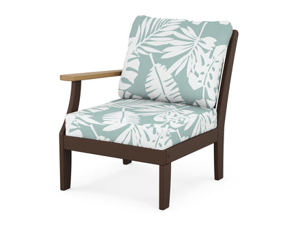 POLYWOOD® Braxton Modular Left Arm Chair in Mahogany / Natural / Leaf Glacier Spa