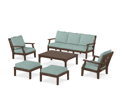 Martha Stewart by POLYWOOD® Chinoiserie 6-Piece Lounge Sofa Set in Mahogany / Glacier Spa