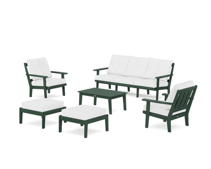 POLYWOOD® Oxford 6-Piece Lounge Sofa Set in Green / Natural