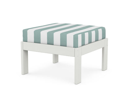 POLYWOOD® Vineyard Modular Ottoman in Vintage White / Cabana Stripe Glacier Spa