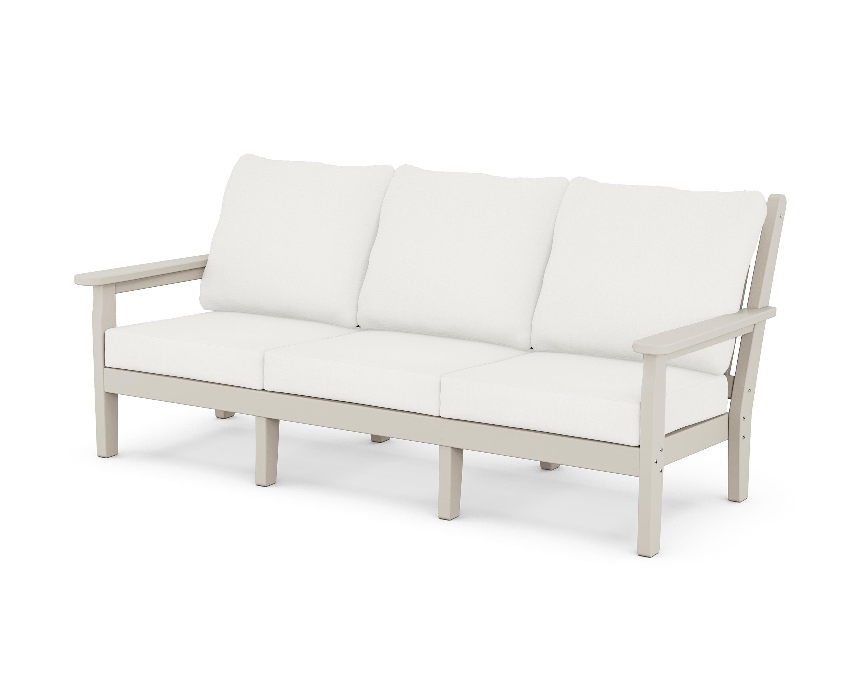 POLYWOOD® Chippendale Deep Seating Sofa in Sand / Natural Linen