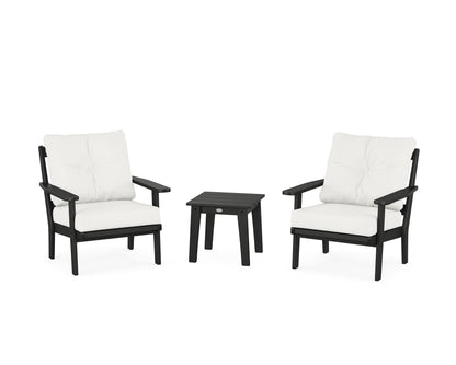POLYWOOD® Oxford 3-Piece Deep Seating Set in Black / Natural Linen