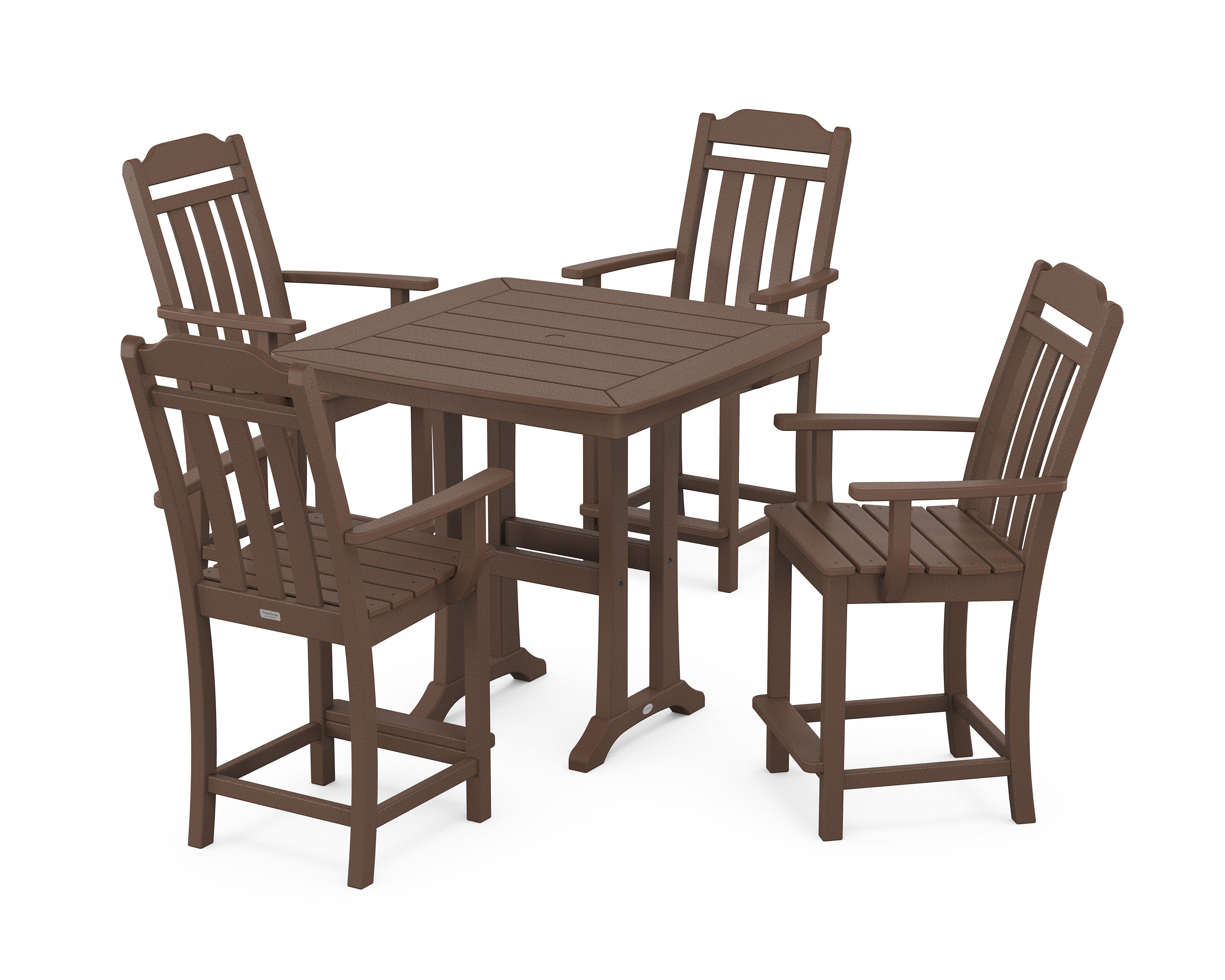 Country Living Cottage 5-Piece Counter Set with Trestle Legs in Mahogany