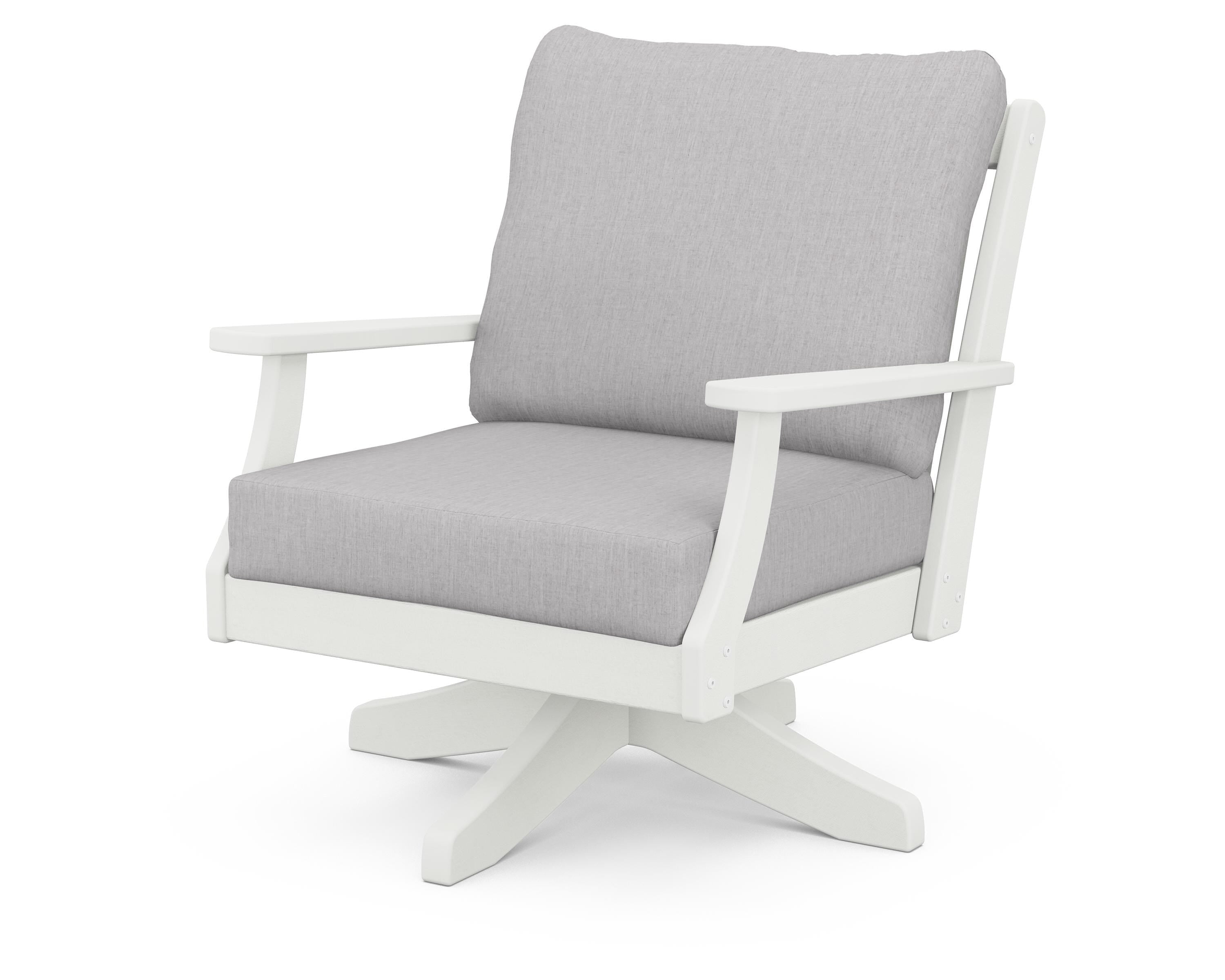POLYWOOD® Braxton Deep Seating Swivel Chair in Vintage White / Granite