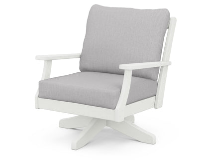 POLYWOOD® Braxton Deep Seating Swivel Chair in Vintage White / Granite