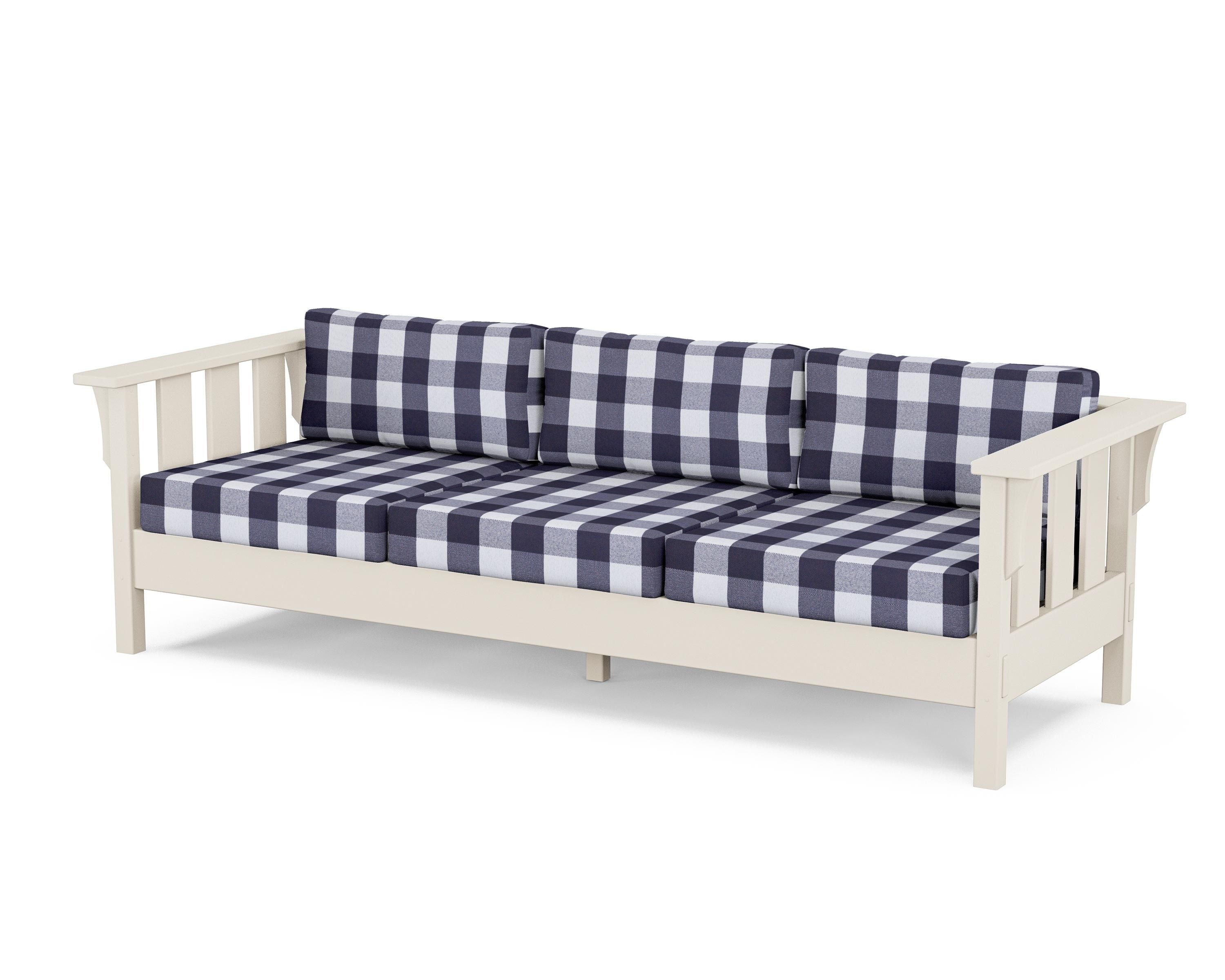 Martha Stewart by POLYWOOD® Acadia Deep Seating Sofa in Sand / Buffalo Plaid Navy