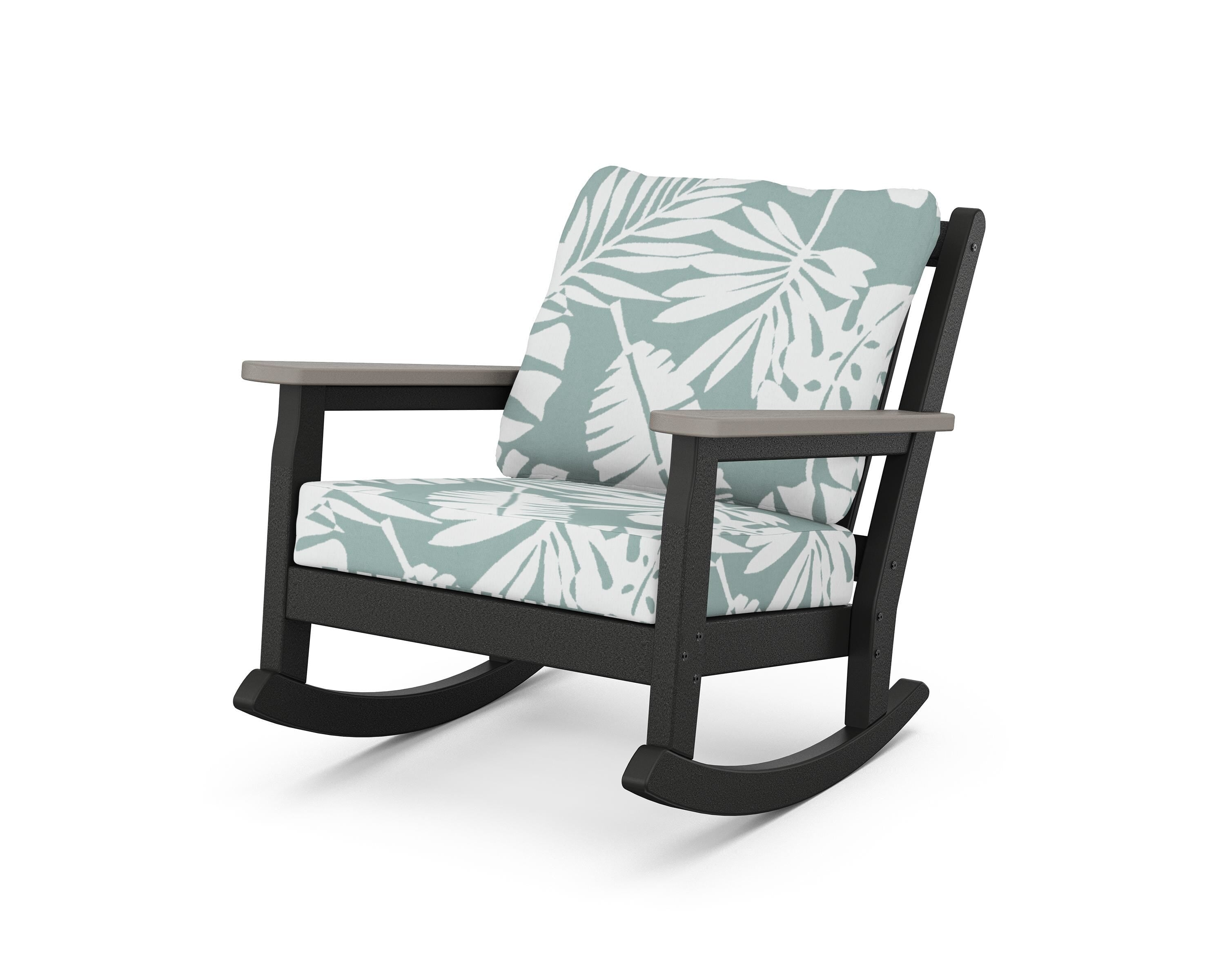 POLYWOOD® Chippendale Deep Seating Rocking Chair in Black / Driftwood / Leaf Glacier Spa
