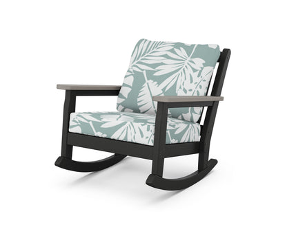 POLYWOOD® Chippendale Deep Seating Rocking Chair in Black / Driftwood / Leaf Glacier Spa