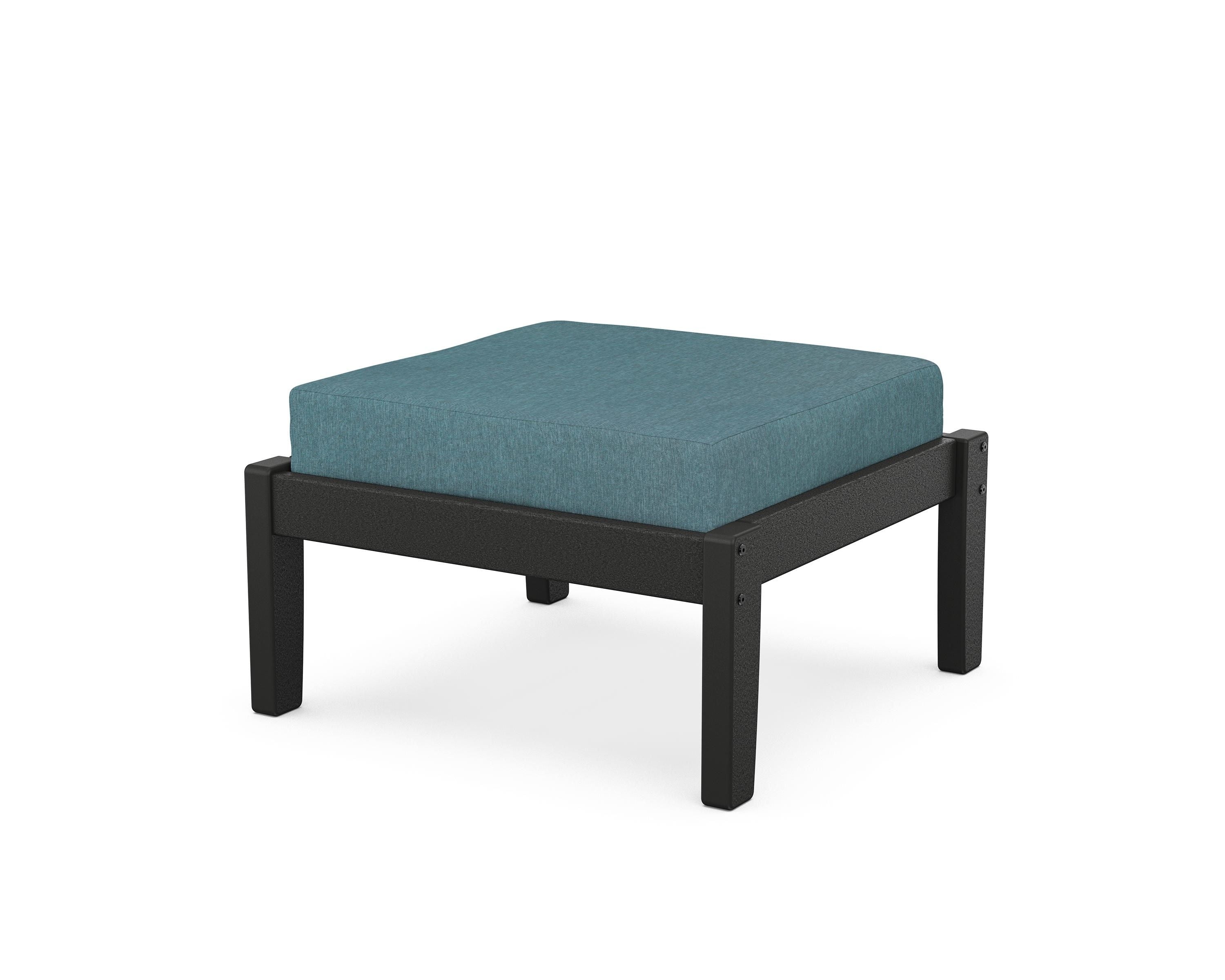 Unbranded Deep Seating Ottoman in Black / Ocean Teal