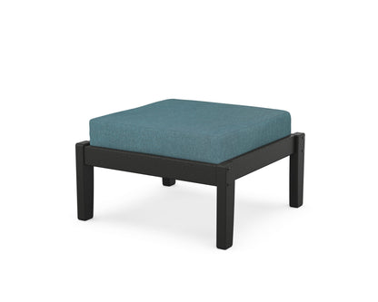 Unbranded Deep Seating Ottoman in Black / Ocean Teal