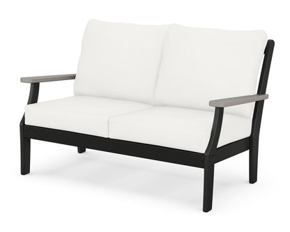 POLYWOOD® Braxton Deep Seating Loveseat in Black / Driftwood / Natural Linen