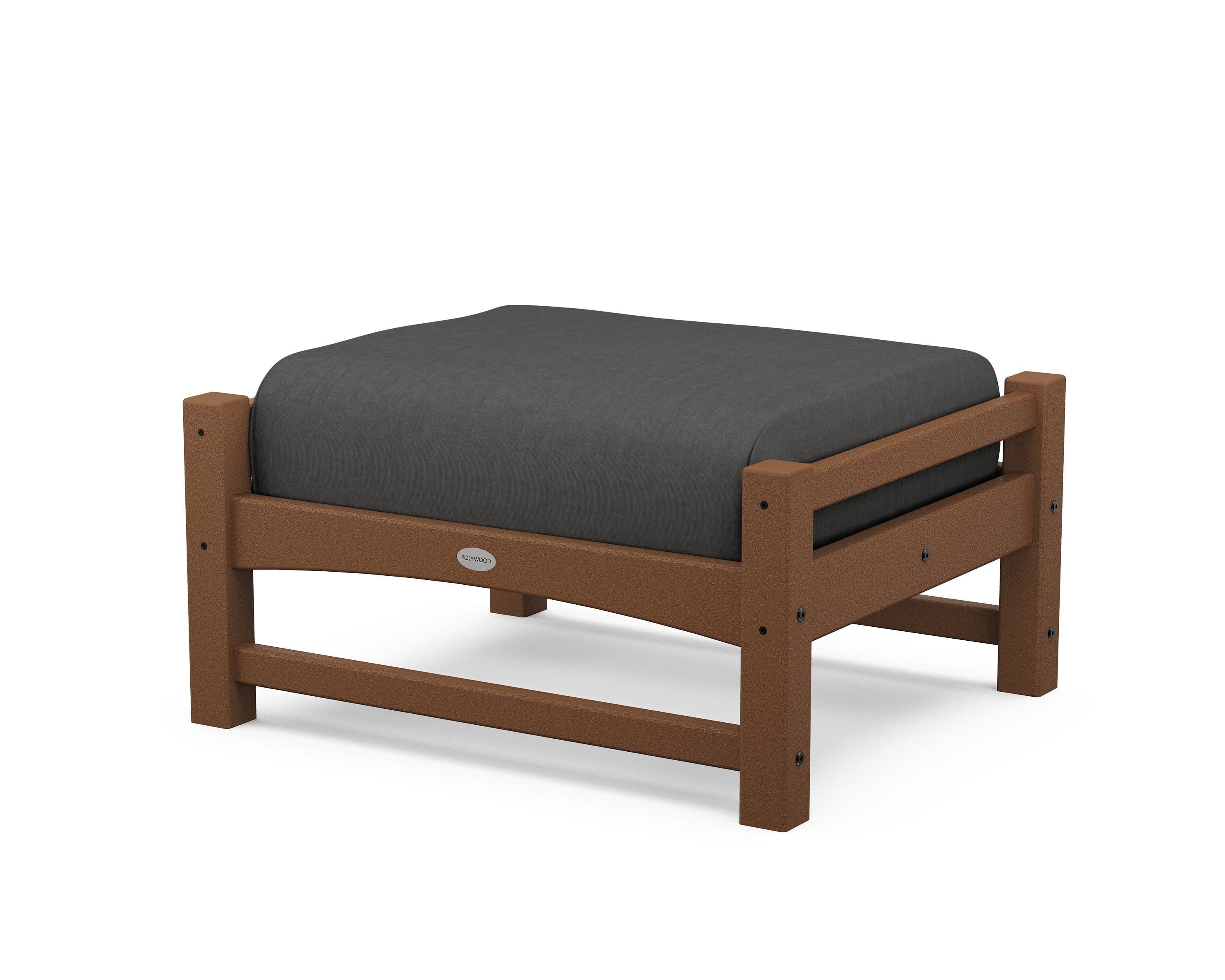 POLYWOOD® Club Ottoman in Teak / Spectrum Carbon