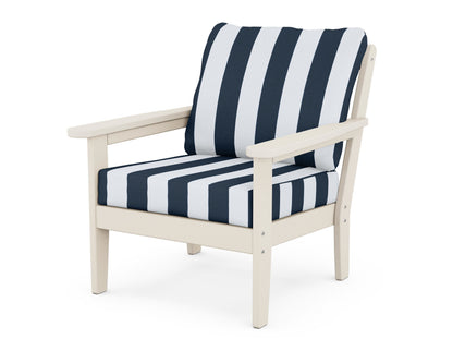 Country Living Cottage Deep Seating Chair in Sand / Cabana Stripe Marine Indigo
