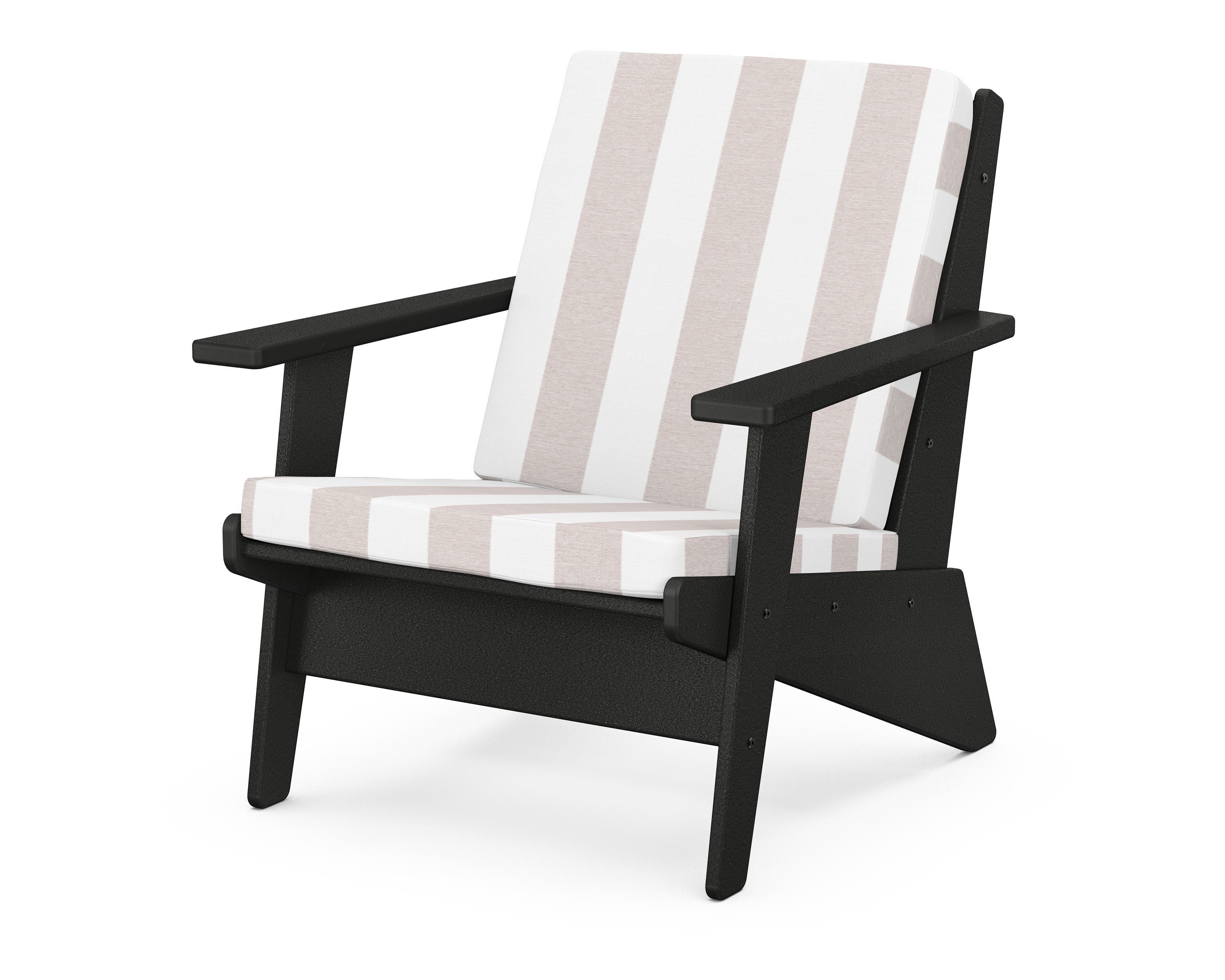POLYWOOD® Riviera Modern Lounge Chair in Black / Cabana Stripe Dune Burlap