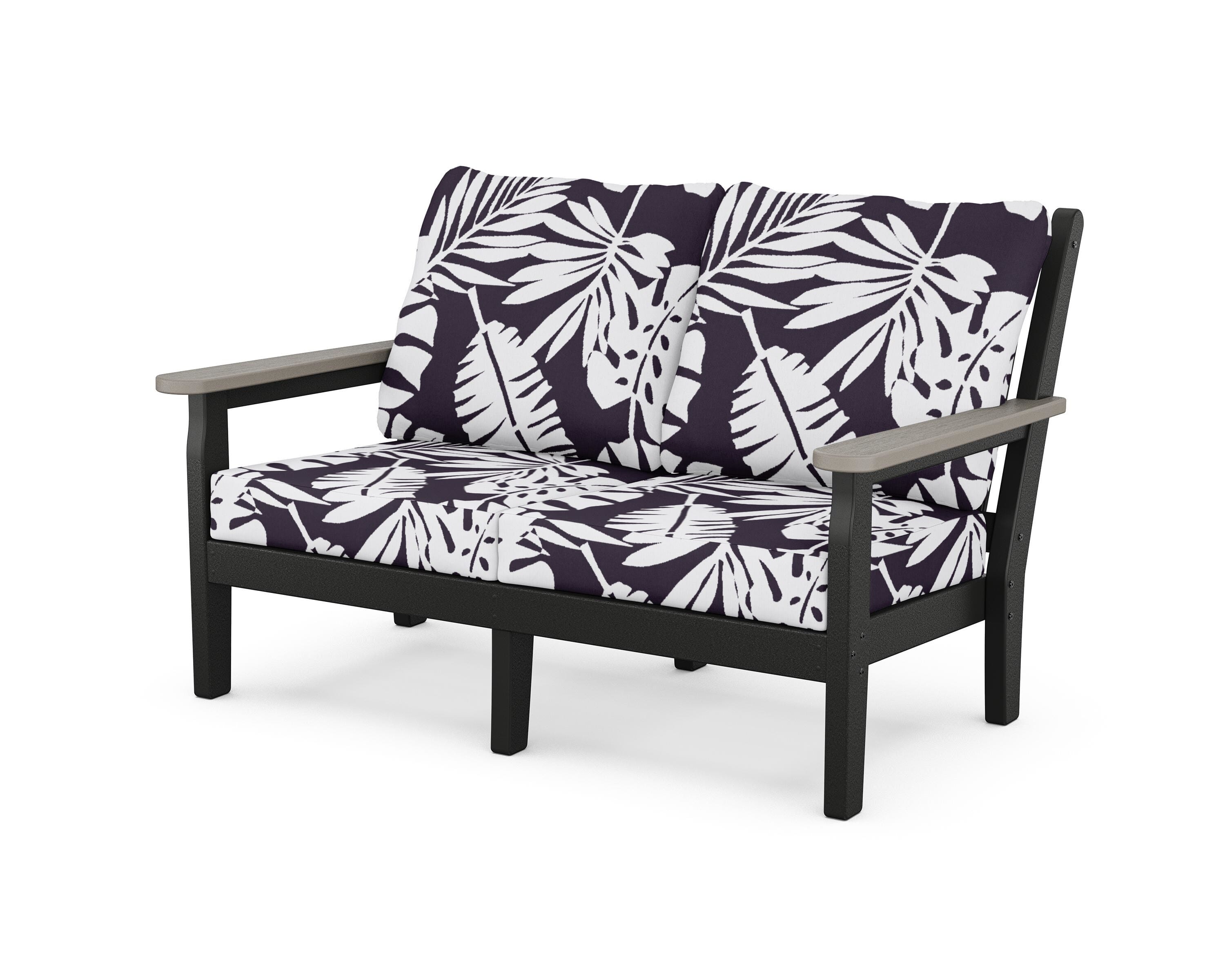 POLYWOOD® Chippendale Deep Seating Loveseat in Black / Driftwood / Leaf Navy