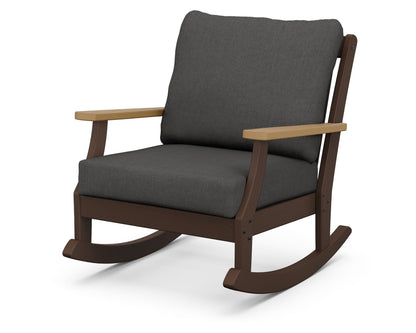 POLYWOOD® Braxton Deep Seating Rocking Chair in Mahogany / Natural / Spectrum Carbon