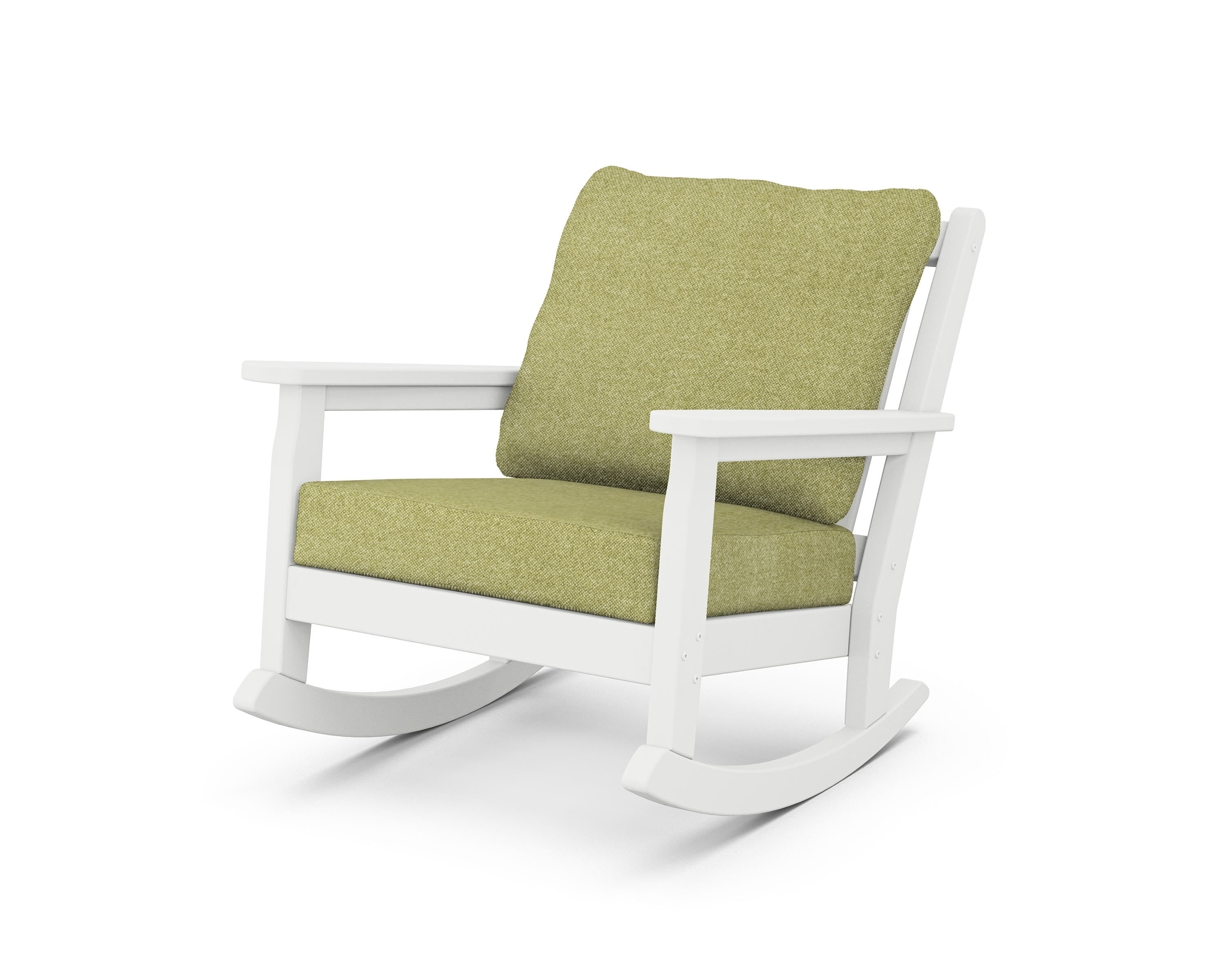 POLYWOOD® Chippendale Deep Seating Rocking Chair in White / Chartreuse Boucle