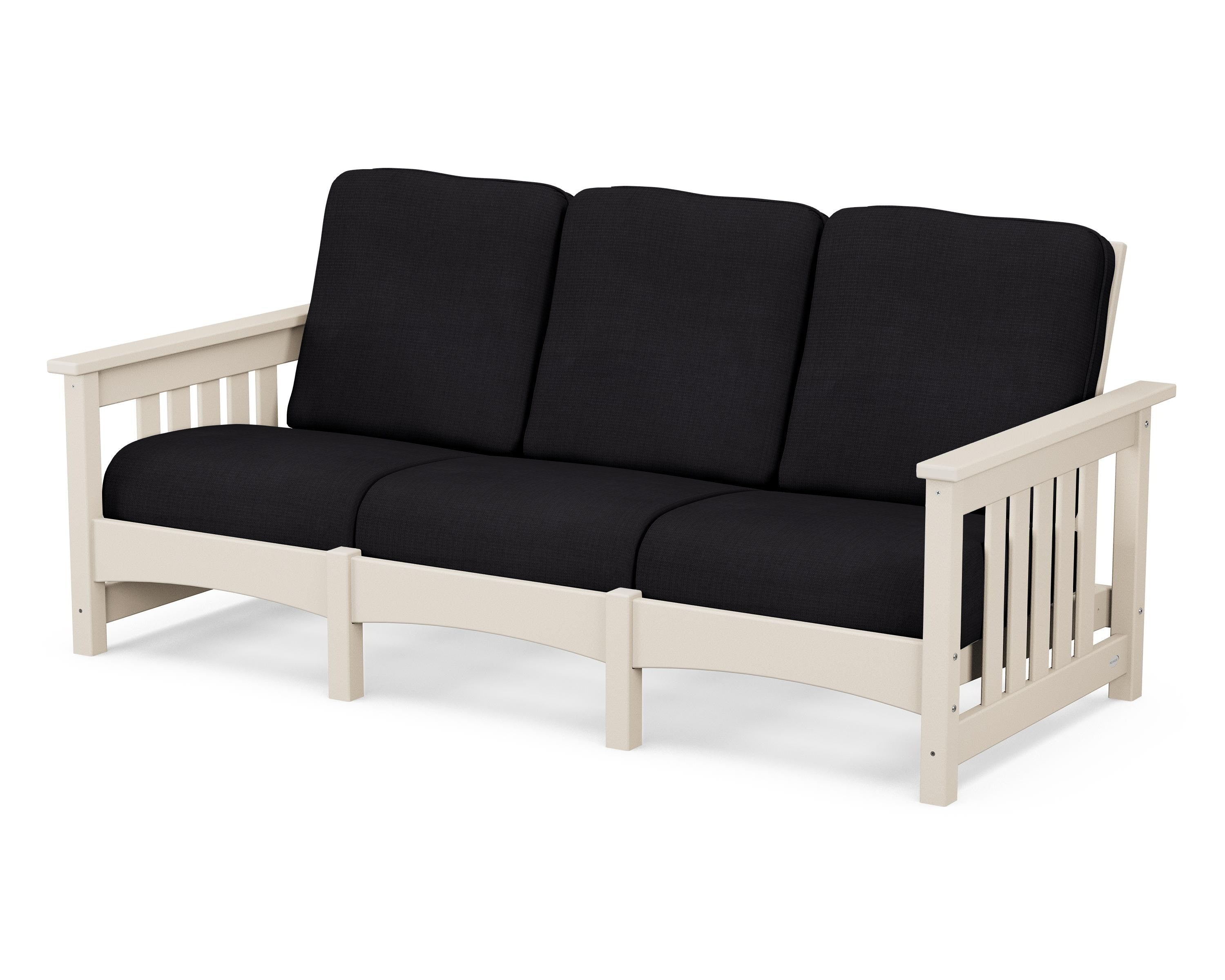 POLYWOOD® Club Mission Sofa in Sand / Midnight Linen