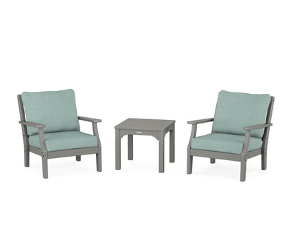 Martha Stewart by POLYWOOD® Chinoiserie 3-Piece Deep Seating Set in Slate Grey / Glacier Spa