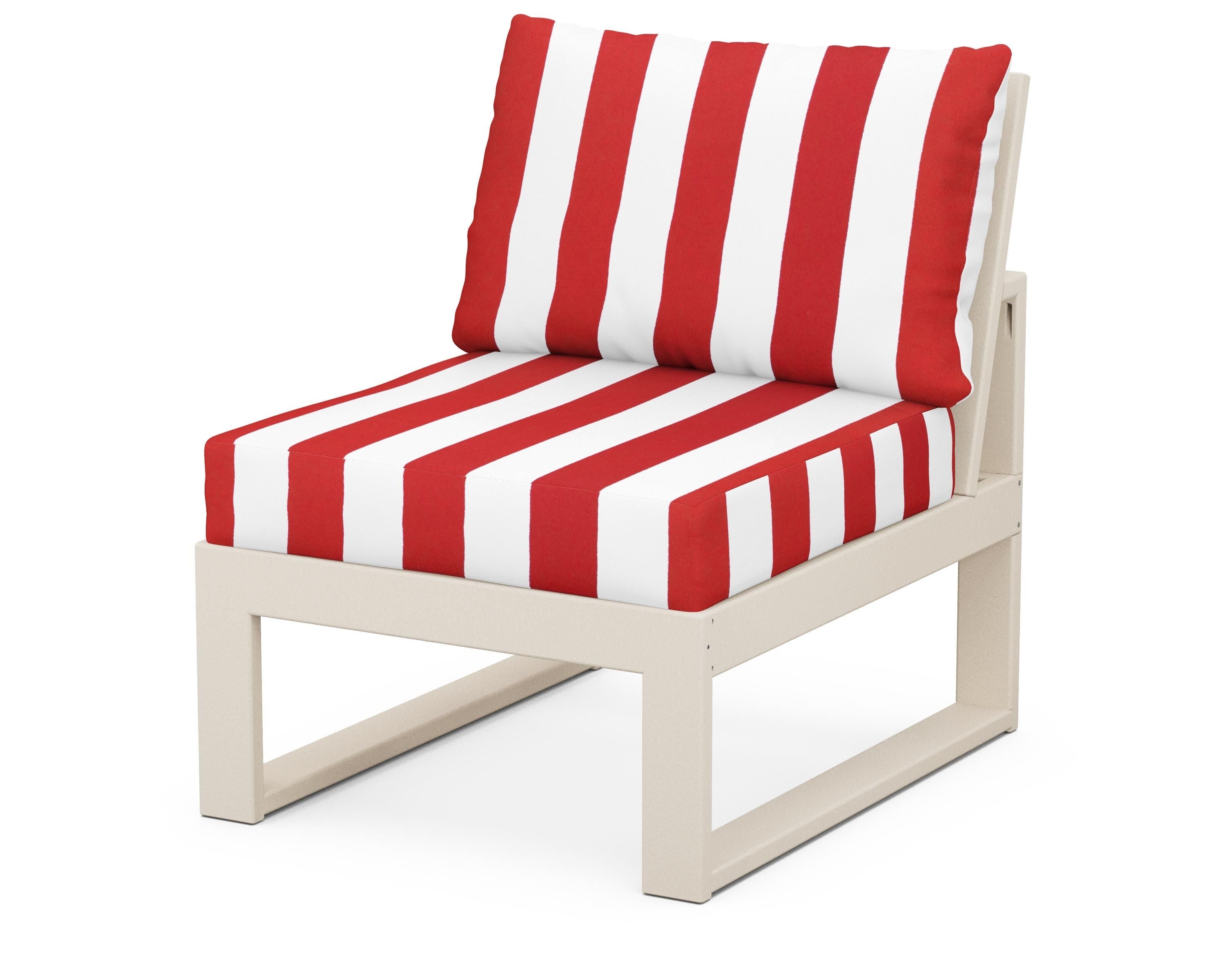 Unbranded Modular Armless Chair in Sand / Cabana Stripe Crimson