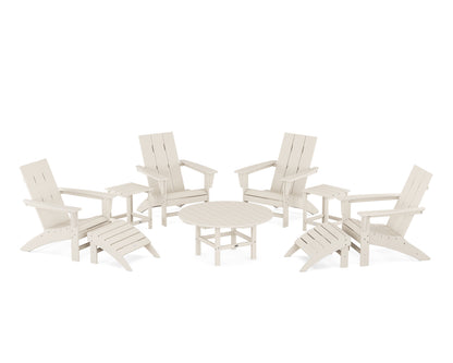 POLYWOOD® Modern Adirondack Chair 9-Piece Conversation Set in Sand