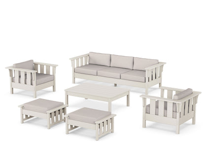Martha Stewart by POLYWOOD® Acadia 6-Piece Lounge Sofa Set in Sand / Dune Burlap