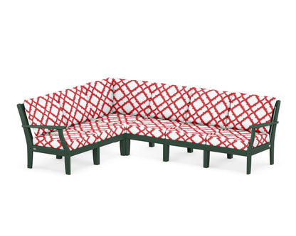 POLYWOOD® Braxton Modular 6-Piece Deep Seating Set in Green / Trellis Crimson