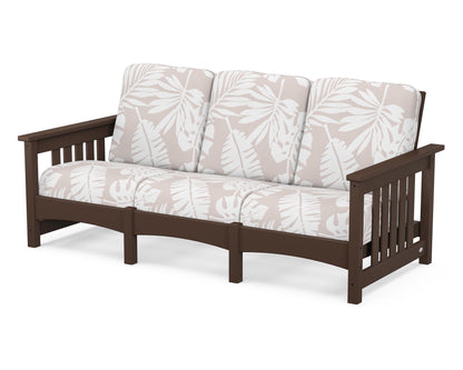 POLYWOOD® Club Mission Sofa in Mahogany / Leaf Dune Burlap
