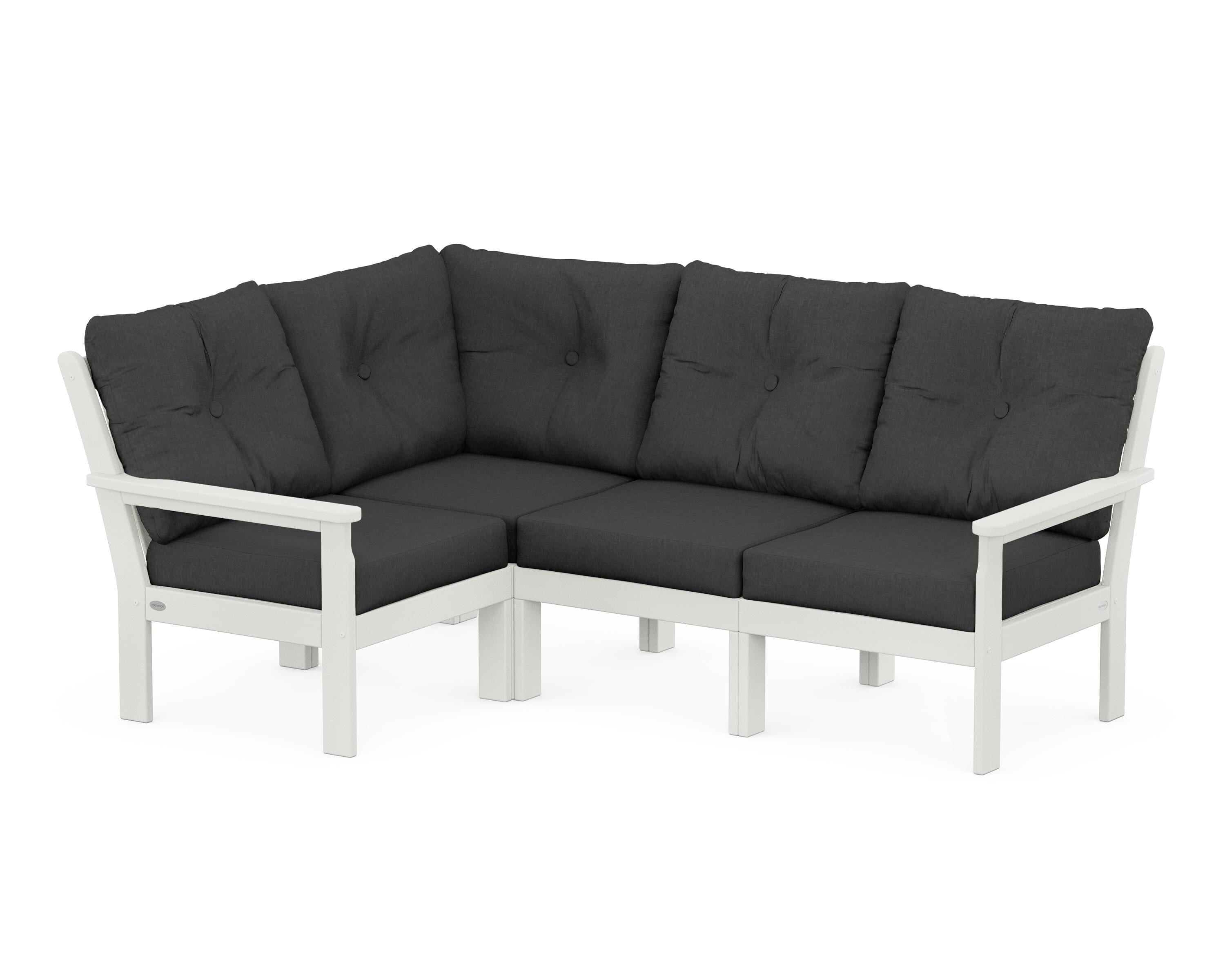 POLYWOOD® Vineyard 4-Piece Sectional in Vintage White / Spectrum Carbon
