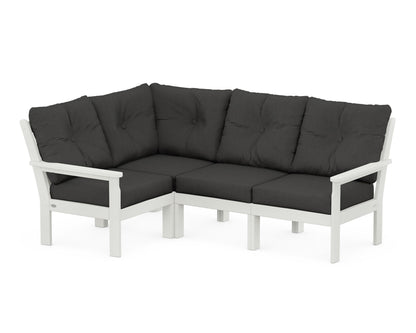 POLYWOOD® Vineyard 4-Piece Sectional in Vintage White / Spectrum Carbon