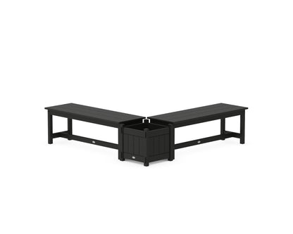 POLYWOOD® 48" Vineyard L- Shaped Planter Bench Set in Black