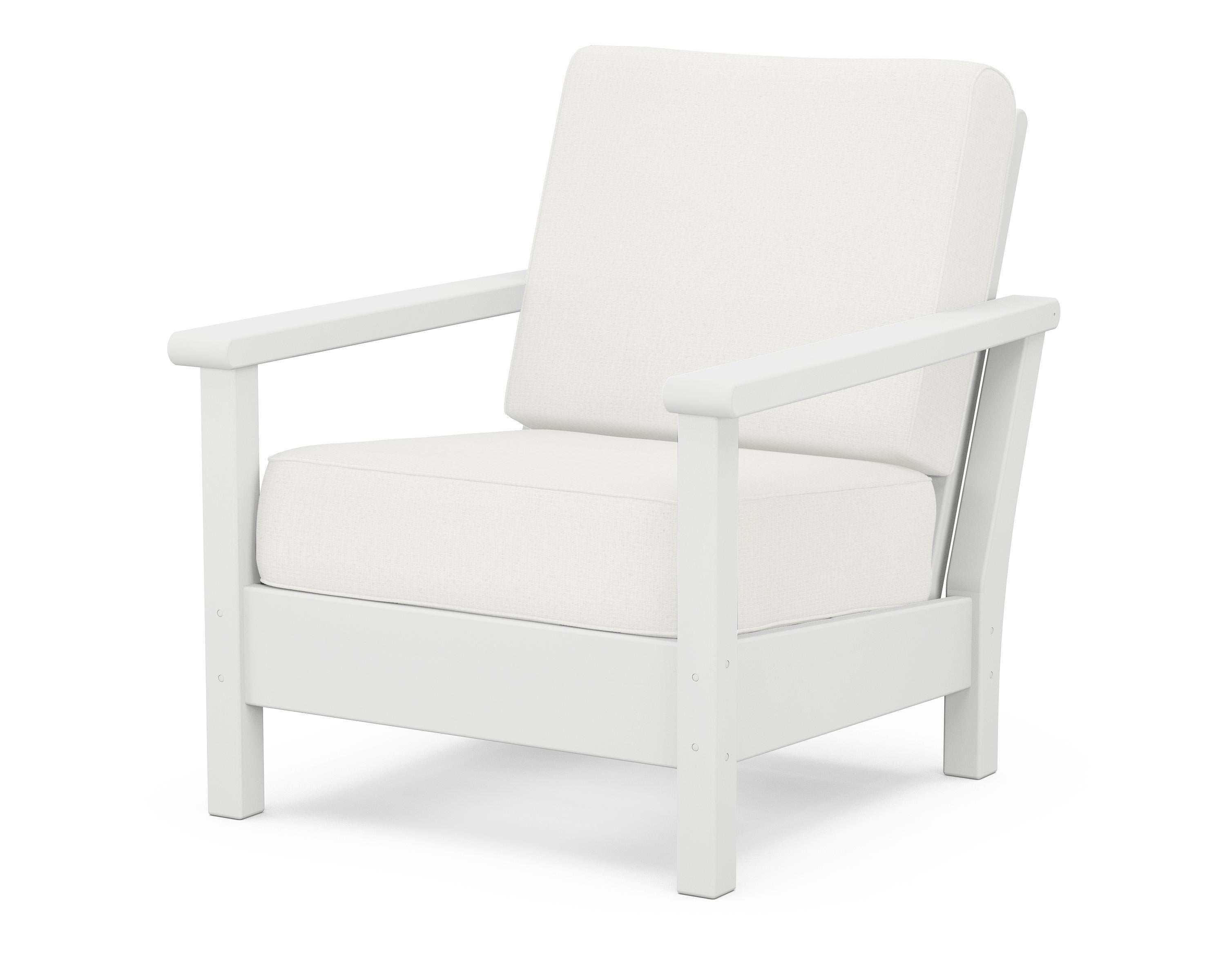 POLYWOOD® Harbour Deep Seating Chair in White / Natural Linen