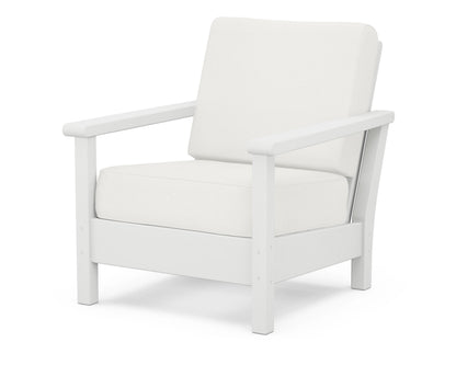 POLYWOOD® Harbour Deep Seating Chair in White / Natural Linen