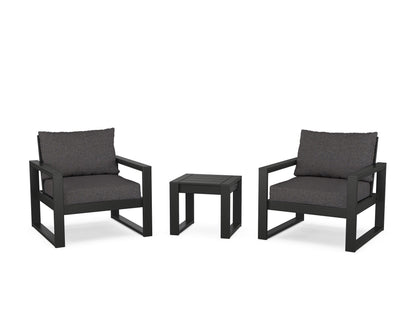 POLYWOOD® EDGE Sectional 3-Piece Deep Seating Set in Black / Ash Charcoal