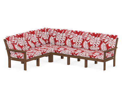 POLYWOOD® Vineyard 6-Piece Sectional in Teak / Leaf Crimson
