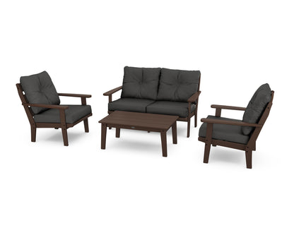 POLYWOOD® Lakeside 4-Piece Deep Seating Set in Mahogany / Spectrum Carbon