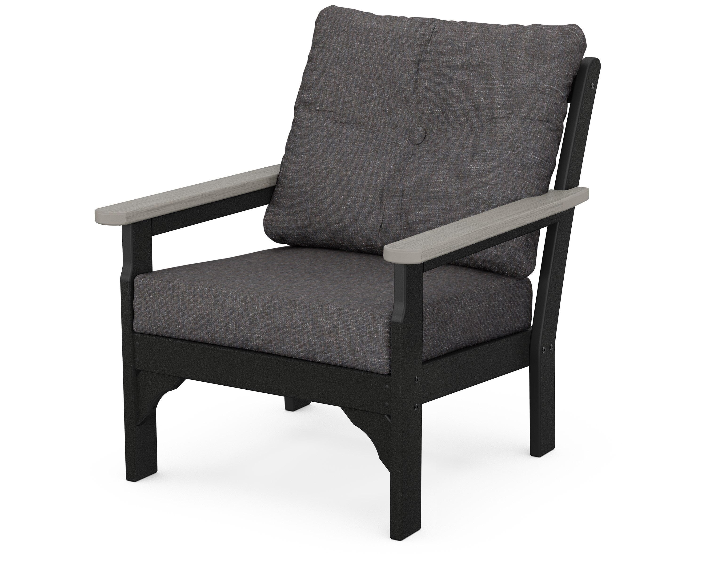 POLYWOOD® Vineyard Deep Seating Chair in Black / Driftwood / Ash Charcoal