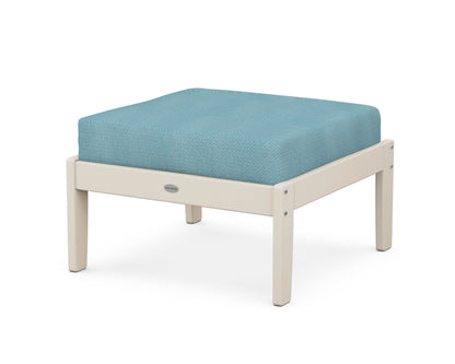 POLYWOOD® Braxton Deep Seating Ottoman in Sand / Lattice Sky Blue