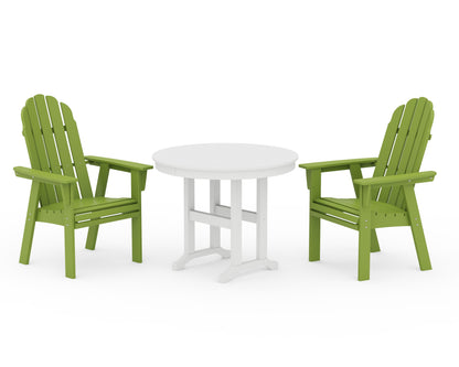 POLYWOOD® Vineyard Adirondack 3-Piece Round Dining Set in Lime / White