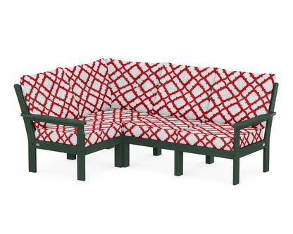 POLYWOOD® Vineyard 4-Piece Sectional in Green / Trellis Crimson