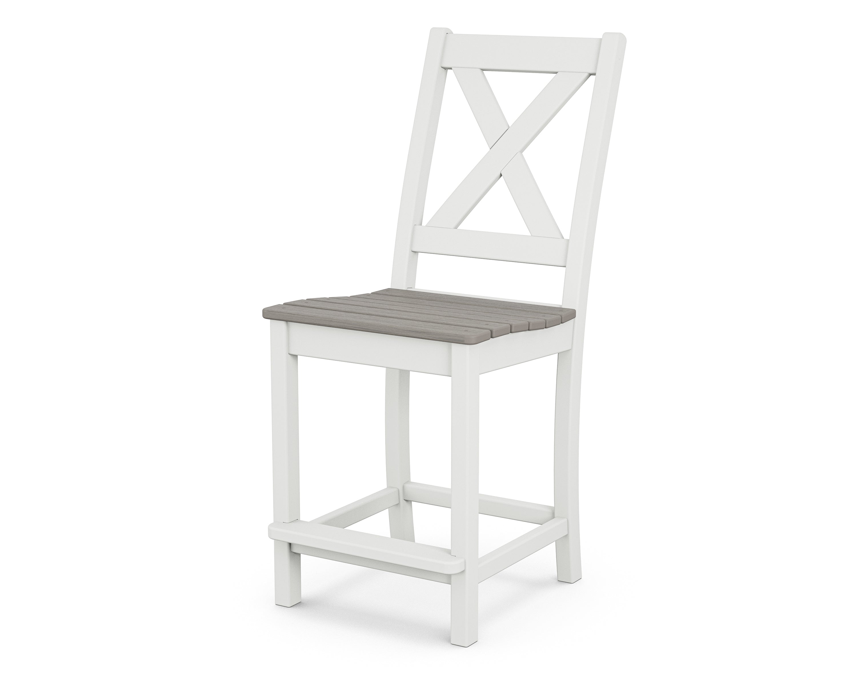 POLYWOOD® Braxton Counter Side Chair in White / Driftwood