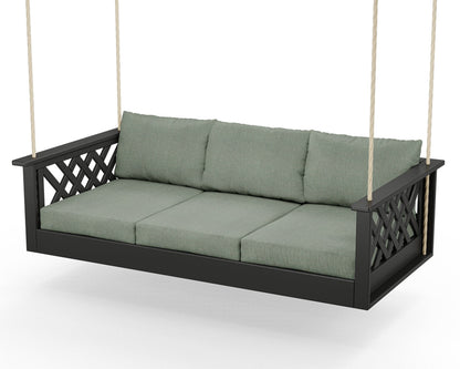 Country Living Wovendale Daybed Swing in Black / Cast Sage