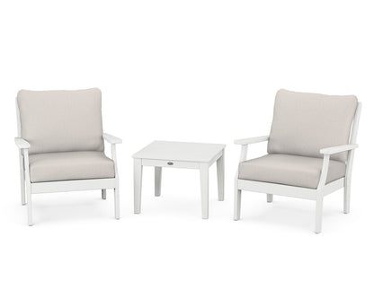 POLYWOOD® Braxton 3-Piece Deep Seating Set in White / Cast Ash